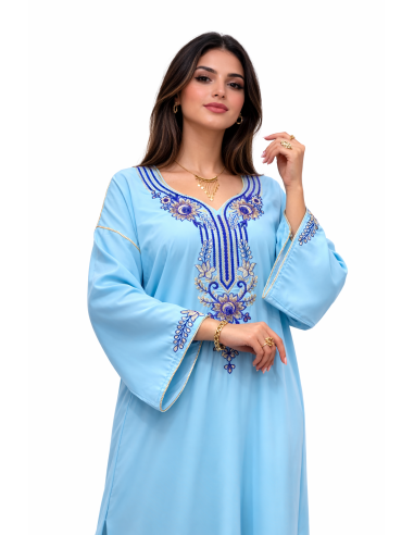 Robe de maison orientale bordeaux brodée – Confort et élégance pour...