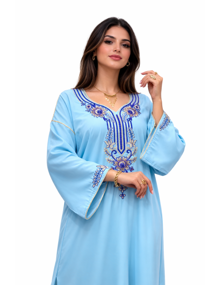 Robe de maison orientale bordeaux brodée – Confort et élégance pour...