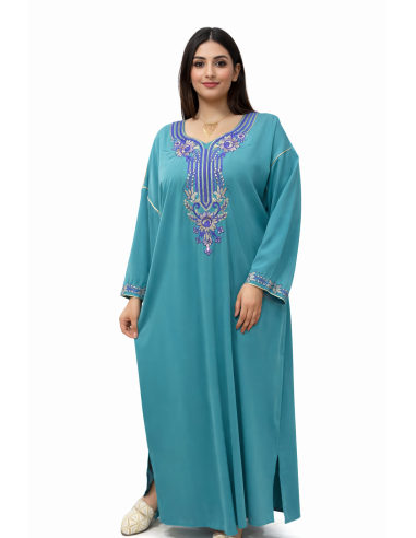 Robe de maison orientale bordeaux brodée – Confort et élégance pour...