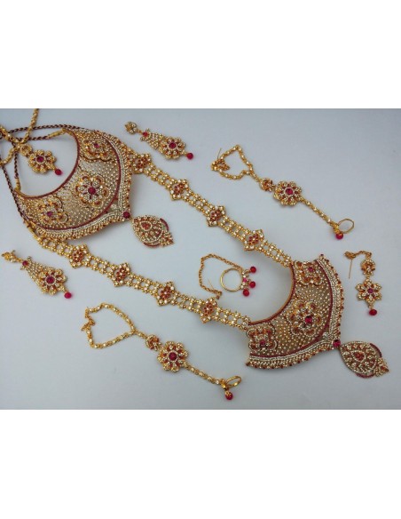 Parure Marié 8 pieces ANITA Rose & Doré  Bijoux indiens