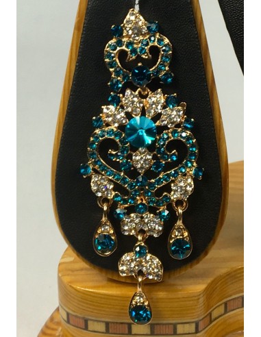 Parure bijoux indiya bleu turquoise et doré  - 3