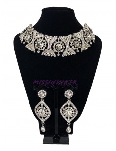Parure bijoux indiens Argenté AVR 153 bollywood  - 1 2