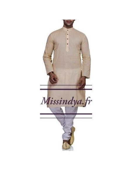 kurta indien Homme Blanc cassé  - 1