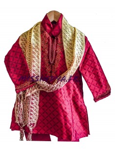 Kurta garcon indien rouge pavitra  - 1 2