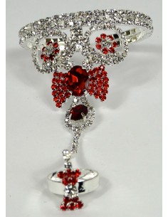 Bijoux de Main Argenté et rouge  - 1 2