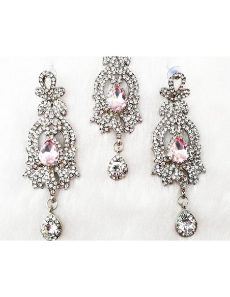 Set Bijoux indiens ethnique Rose Claire FarJ Maang Tikka ( bijoux d...