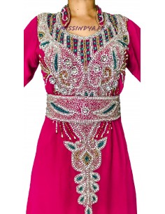 Robe de Dubai Cape rose et argentés  - 1 2