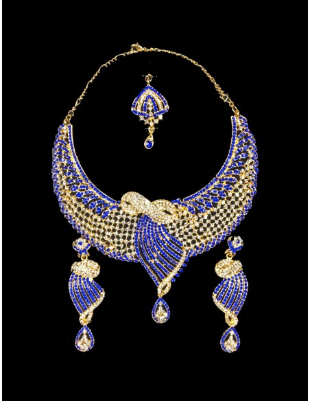Parure Bijoux Doré et bleu royal LIBAS Bijoux indiens