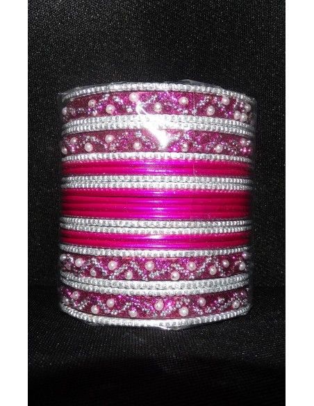 Bangles Argenté et Rose Fushia  - 1