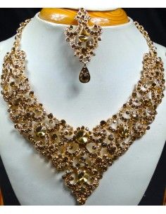 Parure indienne Preeya ambre et Doré  - 1 2