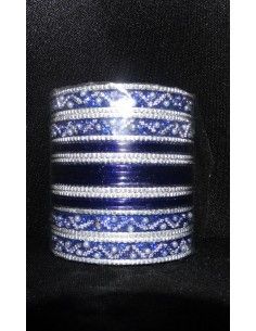 Bangles Argenté et Bleu Marine