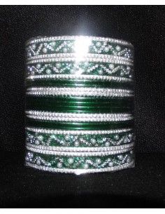 Bangles Argenté et Vert Fonçé