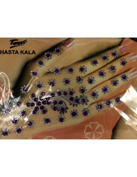 Bindi autocollant strass main violet  - 1
