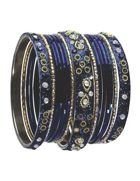 Bangles bleu perlé mina Bijoux indiens