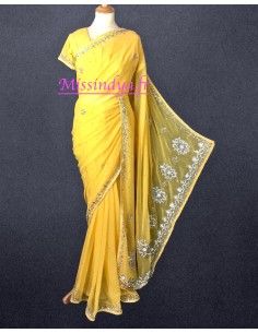 Sari indien jaune & argenté...