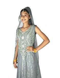 Salwar Kameez fille longue Gris selma  - 1 2