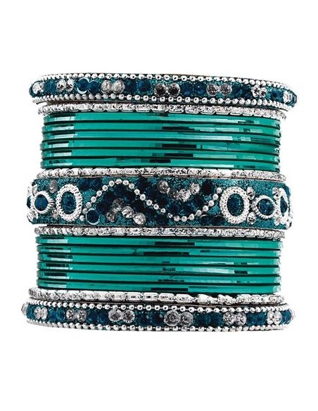 Bangles enfant argenté bleu vert Bijoux indiens