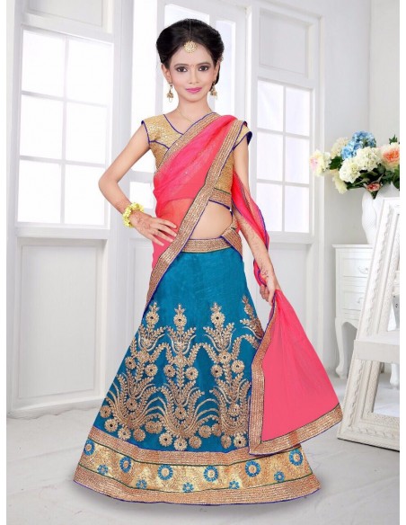 Lehenga choli fille mehrani Bleu vert Enfant ( Tenue indien fille e...