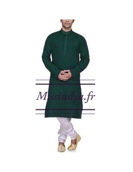 Tunique indien homme vert  - 1