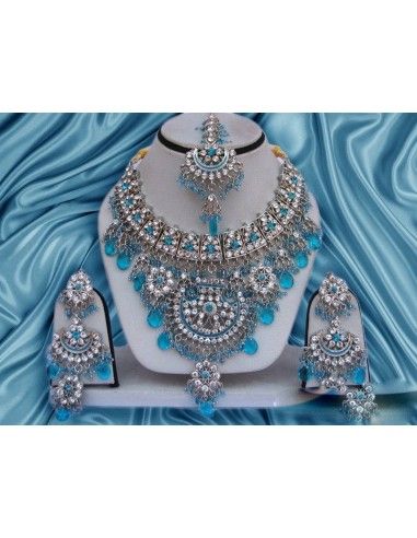 Parure Bijoux indiens Argenté Turquoise offre spéciale  - 1