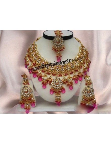 Parure Bijoux indiens Doré Rose offre spéciale  - 1