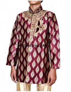 Sherwani garçon Rehan Rouge  - 1 2