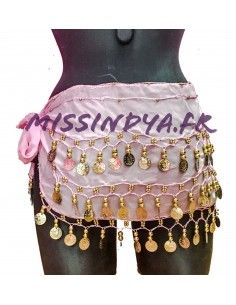 Ceinture de danse orientale Belly dance Rose poudre  - 1 2