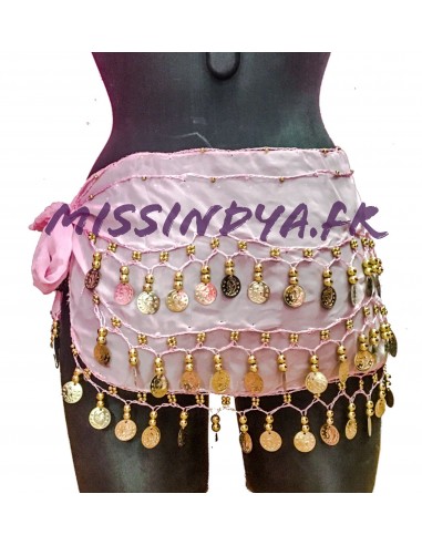 Ceinture de danse orientale Belly dance Rose poudre  - 2