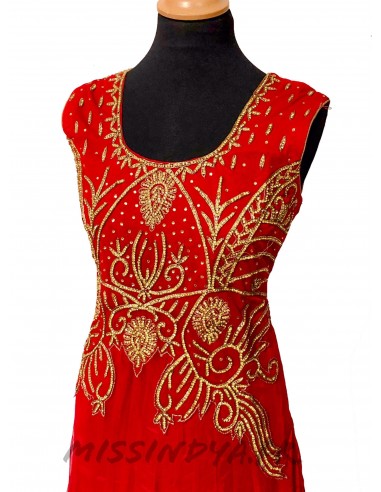 Robe indienne de Soirée Salmaa Rouge  - 2