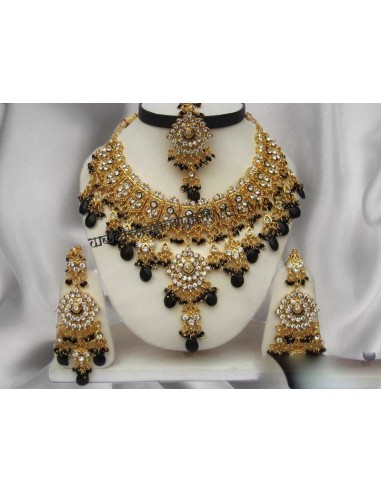 Parure bijoux indiens doré Noire offre spéciale  - 1