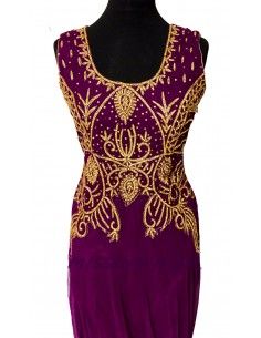 Robe indienne de Soirée Salmaa Prune  - 1 2
