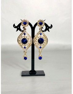 Parure Bijoux indiens Bollywood Bleu dore  - 1 2