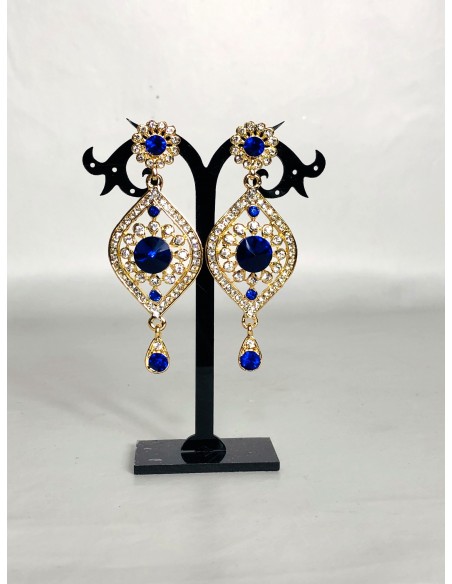 Parure Bijoux indiens Bollywood Bleu dore  - 2