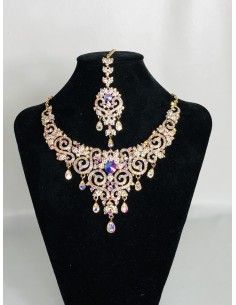 Parure Bijoux indiens Bollywood dore MR19  - 1 2