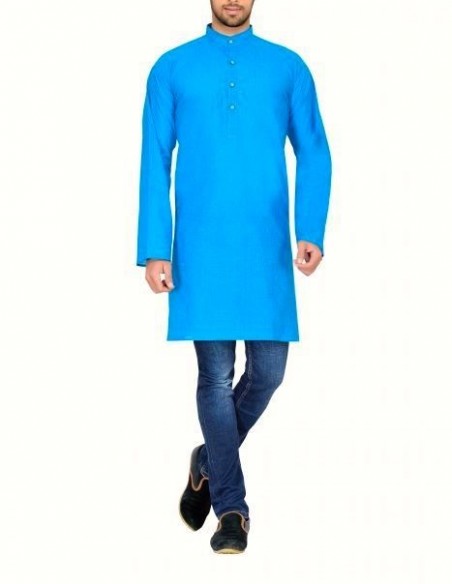 Tunique homme bleu turquoise  - 1