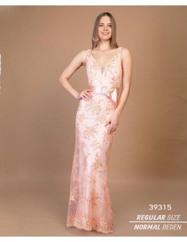 Robe de Soirée Strass Rose poudre Bella  - 1