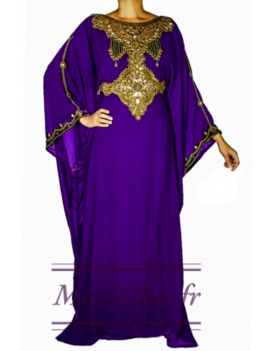 Robe de Dubai violet Amina  - 1
