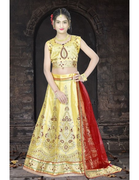 Lehenga choli sari fille Bahu doré  - 1
