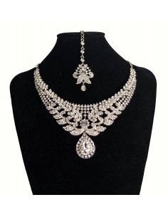 Parure Bijoux indiens Bollywood argente A19  - 1 2