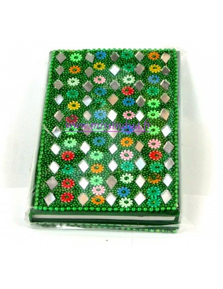 Carnet pailleté vert Bazar indien