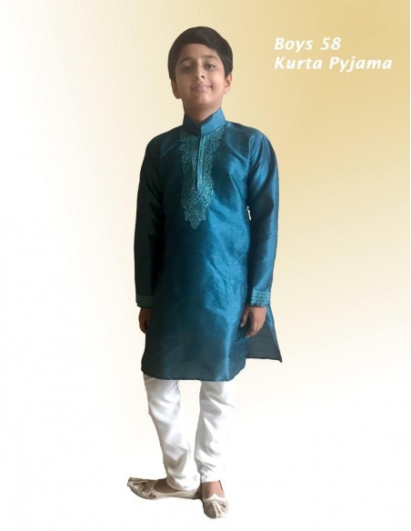 Kurta garcon bleu vert pavitra  - 1