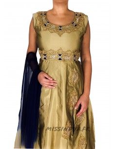 Salwar Kameez  Sharma doré et bleu nuit  - 1 2