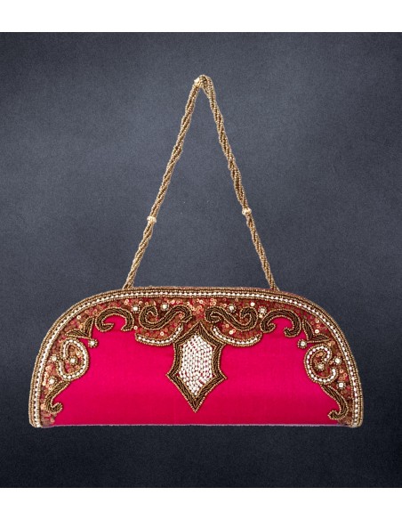 Pochette de soirée Rose et doré Bazar indien
