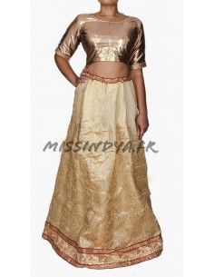 Lehenga choli Sari Manish doré  - 1 2