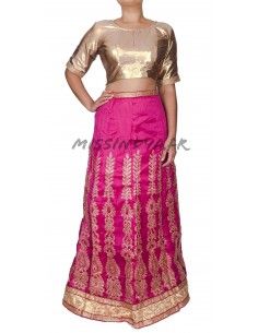 Lehenga choli Sari Manish Rose doré  - 1 2