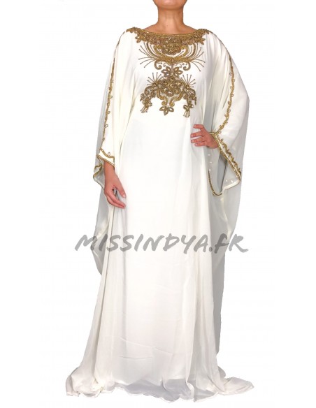 Robe de Dubai blanche Amina  - 1