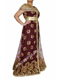 Caftan takchita abaya oriental Rouge  - 1 2