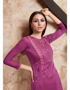 Tunique indienne robe ethnique longue Rose  - 1 2