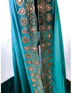 Tissus Sari turquoise luxe... 2