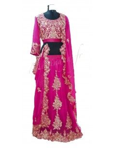 Saree Lehenga choli Ramsha doré Rose  - 1 2